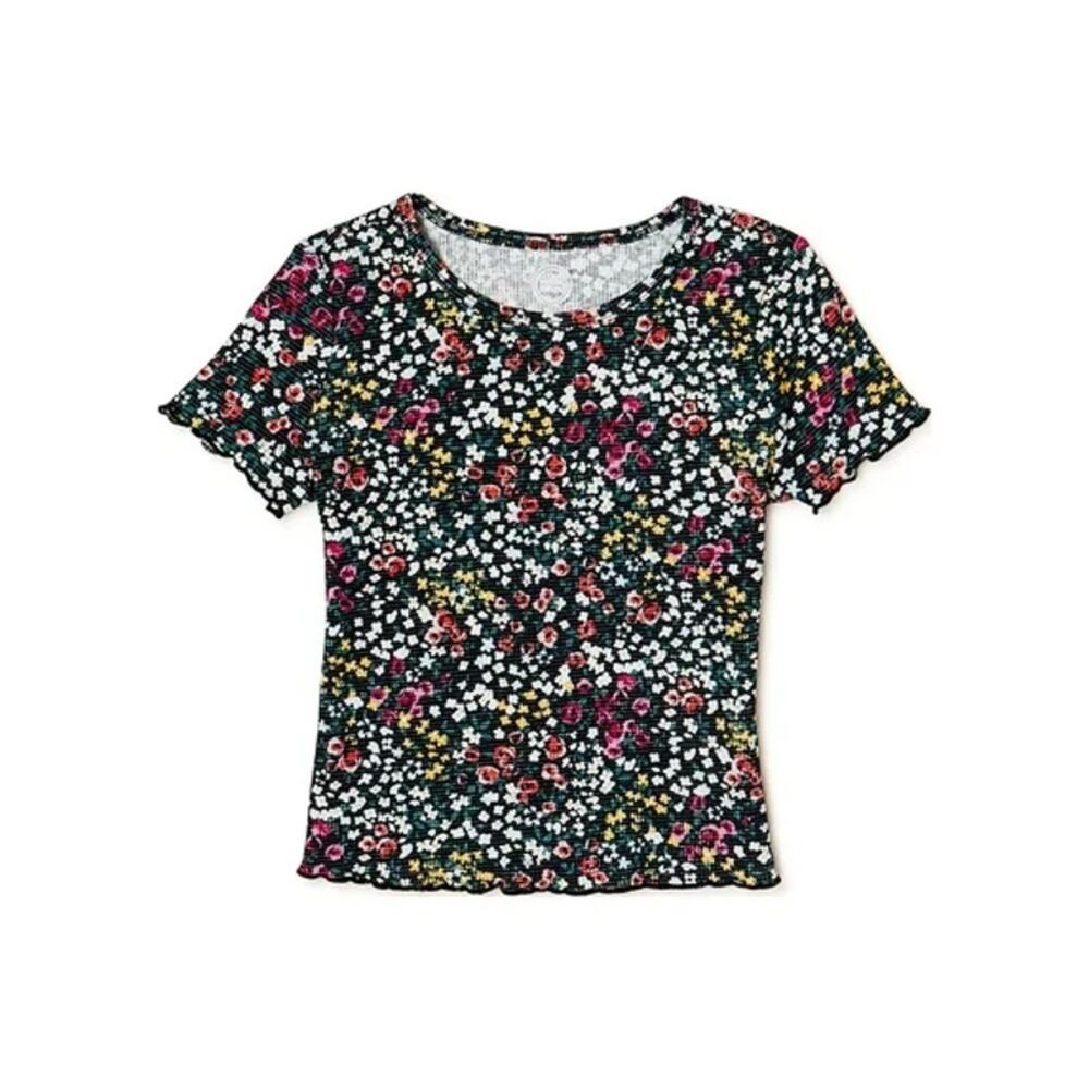 Wonder Nation Girls Multicolored Floral Short Sleeve Top Youth Size Small